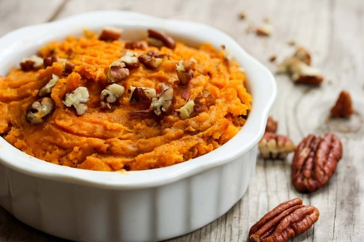 Mashed Sweet Potatoes with Pecans