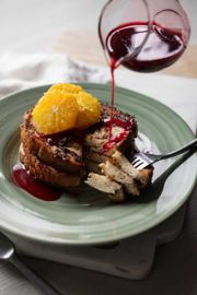 Banana French Toast with Raspberry Syrup