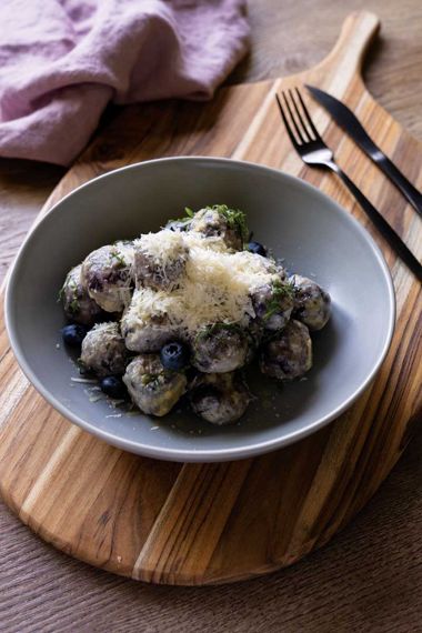 Blueberry and Ricotta Gnudi with Basil
