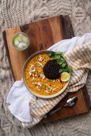 Curried Dal with Forbidden Black Rice