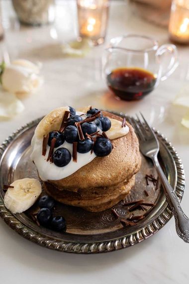One-Bowl Cashew Milk Pancakes with the Fixins
