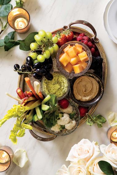 Rainbow Fruit and Veggie Platters with Two Plant-Based Dips